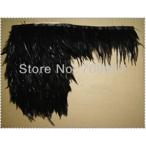 2Yards/Lot Height 5-6" (12-15cm) Black Rooster Hackle Feather Fringe Hackle Feather Trimming,Plume Decoration,Feather Trim