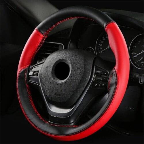 Universal Car Steering Wheel Cover For 37-38cm Steer Wheel Faux Leather Breathable Car Wheel Cover Interior Auto Accessories