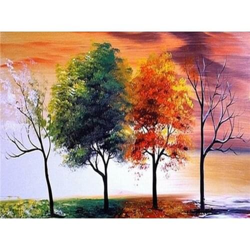 Four trees & four seasons 3D diamond painting embroidery landscape full drill diamond mosaic hobbies crafts handmade A5804R