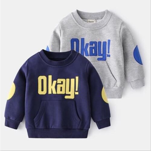 2021 Spring Autumn New Design 2 3 4 6 8Years ChildrenS Clothing Kids Tops Baby Handsome Letter Long Sleeve Sweatshirt For Boys