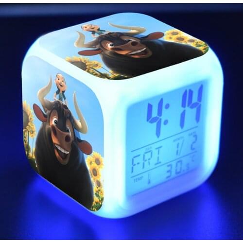 Ferdinand Bull Juguetes LED Alarm Clock Colorful Touch Light Ferdinand Figure Toys for Kids