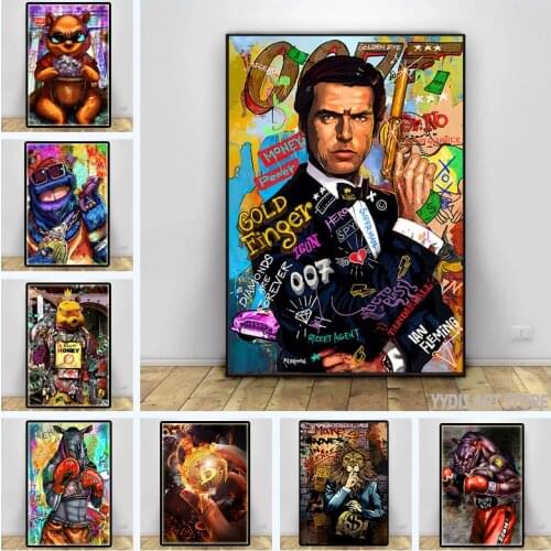 Graffiti Art Money Dollar Panda Lion Oil Paintings Modern Animal Canvas Posters And Prints Wall Art Picture For Room Home Decor