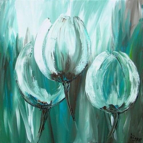 New Arrival Full Square Diamond Cross Stitch Hand Painted Tulip Picture Crystal Digital Diamond Painting Home Decor Handicraft