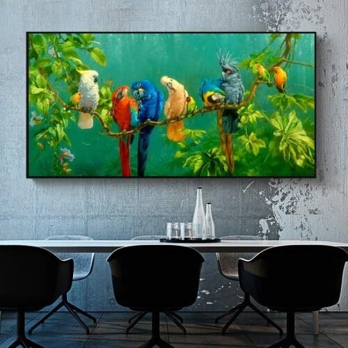 Colorful Parrots Animal Painting Canvas Painting Wall Art Picture for Living Room Modern Decorative Prints and Posters Cuadros