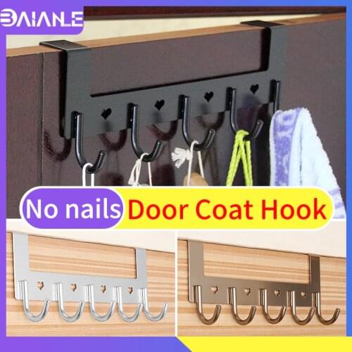 Robe Hook Black No Nail Aluminum Bathroom Hook for Towels Bag Hat Clothes Hanger Coat Hooks for Hanging Wall Door Holder Rack
