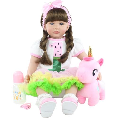 60 CM Soft Silicone Reborn Toddler Doll Toy For Girl Long Hair Princess Baby With Cloth Body Alive Bebe Dress Up Birthday Gift