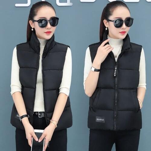 Jacket Vest down Cotton Vest Womens Short Fall Winter Coat Womens Sleeveless Cotton Vest Chaleco Mujer