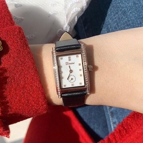 Top Diamond Watch For Women Luxury Brand Ladies Rose Gold Square Watch Minimalist Analog Quartz Movt Unique Female reloj mujer