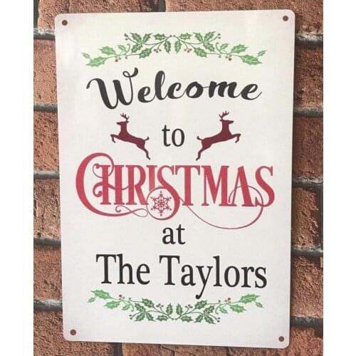 Metal Tin Sign Christmas Sign Personalised Metal Vintage Retro Xmas Decoration Gift Idea Wall Decoration 8x12 Inch