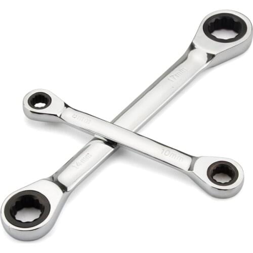 Chrome Vanadium Ring Double Head Ratchet Wrench Reversible 8-9-10-12-13-14-15-16-17-18-19mm Ratchet Combination Spanner Set