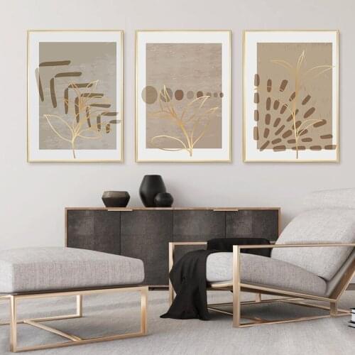 Boho Foliage Line Art Drawing Wall Art Canvas Painting Prints Plant Posters and Pictures for Living Room Home Bohemia Wall Decor