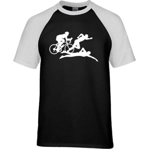 2020 New Mens T Shirt Funny Triathlon Sports prints Casual Loose Handsome raglan Short Sleeve O Neck Cotton Men Shirts Tee Tops