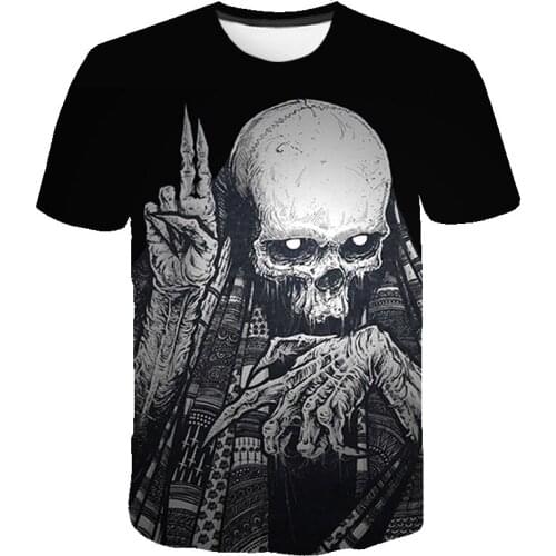 2021 New 3D Printing Skeleton T-Shirt Punk Music Festival Rock T-shirt Mens Casual Wear O-Neck Hip-Hop Short-Sleeved Tops