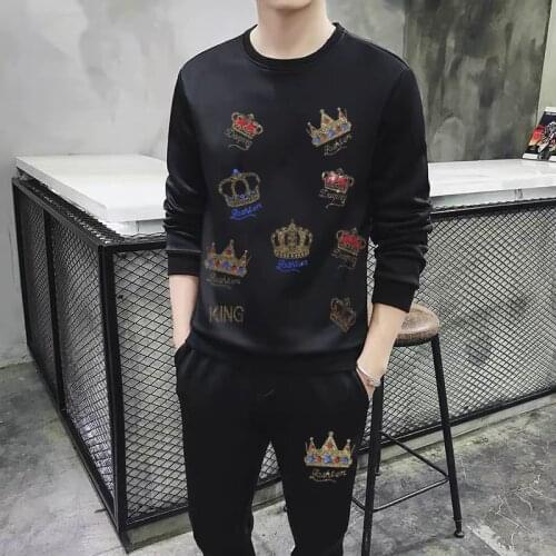 New 2021 mens track suit oversized high quality cotton fashionable hoodie and trousers two-piece hip-hop fitness jogging Hoody