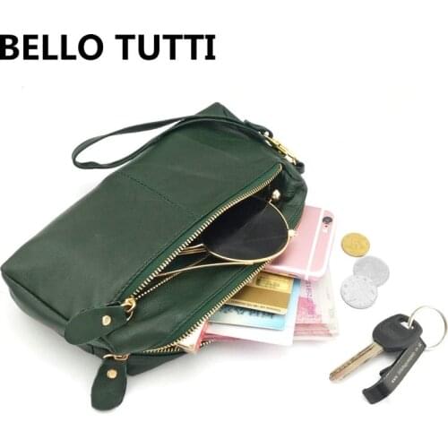 BELLO TUTTI 2021 Fashion New Genuine Leather Key Wallet Women Long Sheepskin Handbag Zipper Purse Card&ID Holder Phone Money Bag