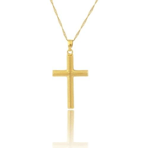 REAL YELLOW GOLD color CROSS JESUS PENDANT NECKLACE GP pendant necklace