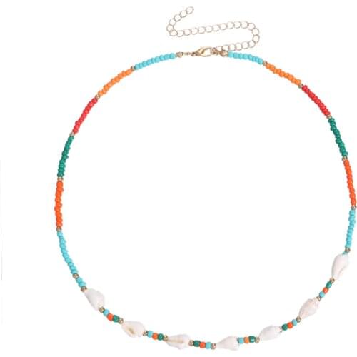 Conch Rice Beads Beaded Necklace for Women Clavicle Chain Short Necklaces Female 2021 Fashion Jewelry Simple New Colorful