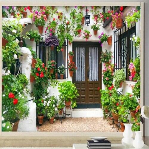 Custom photo wallpper 3D optimized potted plant landscape flower shop background stone stone brick restaurant coffee shop bedro