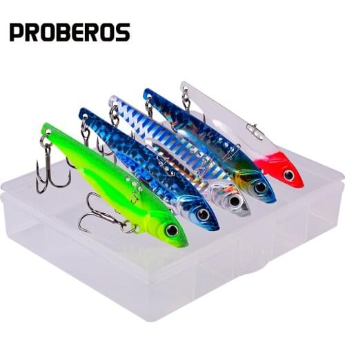PROBEROS 5Pcs Metal Fishing Lures Jigging Spoon 7-12-17g Shore Casting Jig Drag Cast Sea Bass Artificial Baits Fishing Tackle