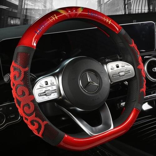 Anti Slip Car Carbon Fiber Steering Wheel Cover for Mercedes Ben AMG 38cm Models A C CLA E GLA GLC GLE S B CLS Class Accessories