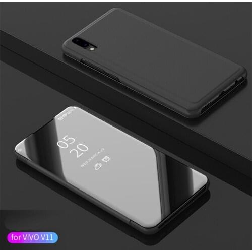 Luxury Mirror Clear View Case for Vivo V11 pro Z11i V11i Y91 Y95 Phone Cover Plating Base Vertical Stand