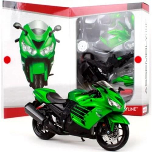 Maisto 1:12 Kawasaki Ninja ZX 14R Green Assembly DIY MOTORCYCLE BIKE Model Boys Gifts Toy Original Box Free Shipping Collection
