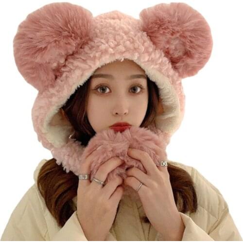 Lei Feng hat female Japanese cute bear ear earmuffs Korean version of wild plush Baotou hat riding cold hat