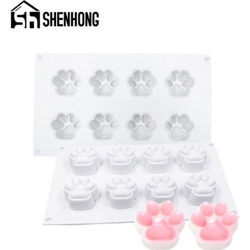 SHENHONG 8 Cavity Cat Claw Shape French Dessert Mousse Cake Silicone Mold Chocolate Cupcake Fruit Jelly Not Sticky Mould