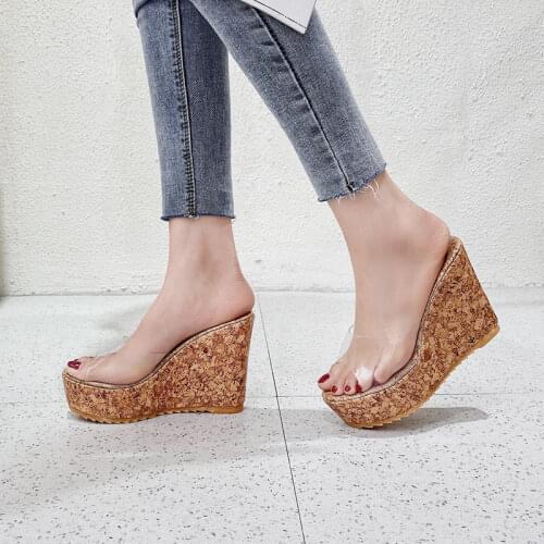 Summer Slipper Shoes Women Fashion Wedges Outside Platform Slides Non-Slip Transparent Sandals For Womans Shoes Zapatos De Mujer