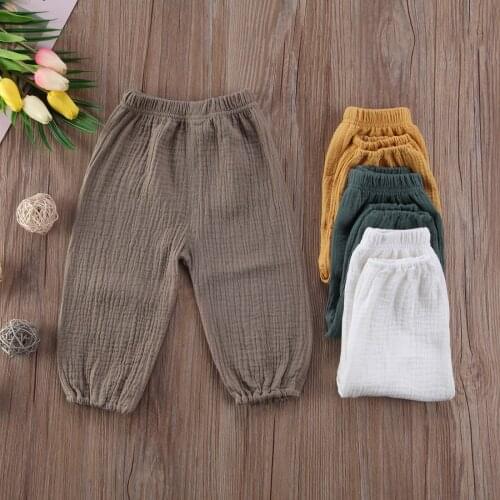 4 Colors Baby Kids Girl Boy Bottoms Wrinkled Pantalettes Pants Babies Loose Long pant Clothing