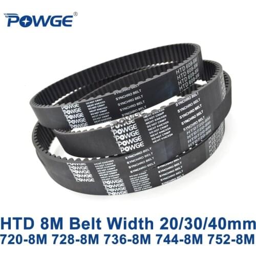 POWGE HTD 8M synchronous belt C=720/728/736/744/752 width 20/30/40mm Teeth 90 91 92 93 94 HTD8M Timing Belt 720-8M 736-8M 752-8M