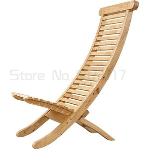 Folding recliner solid wood chair balcony household chair beach cool chair elderly leisure chair