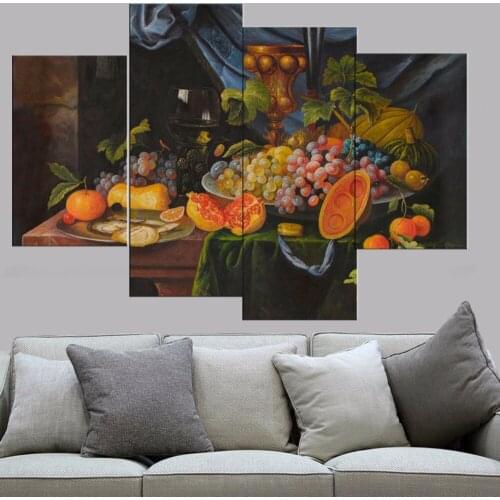 4 Pcs Modern Still Life Fruits Canvas Prints Posters Kitchen wall art Canvas painting Wall Pictures For living room decor