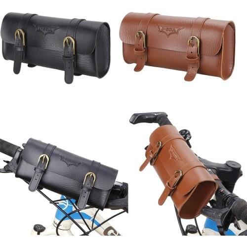 PU leather Retro Cycling Handlebar Bag Bicycle Pack Accessories, Waterproof and Durable