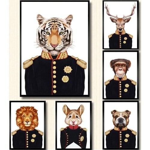 Animals Uniform Canvas Paintings on the Wall Art Posters Prints Classical Animals Lion Dog Tiger Elk Monkey Art Pictures Cuadros