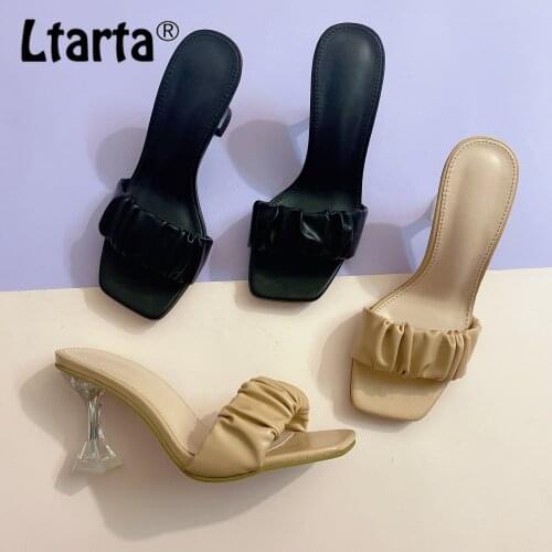 LTARTA Women Slipper 2021 Summer Outdoor Sandal Square High Heel Slip On Flip Flop Elegant Women Slides Sandal CGB