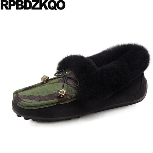 Large size slip on comfortable women designer shoes china lightweight square toe fur ladies 2019 latest chinese winter bow flats