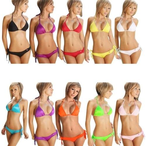 Women Swimwear Bikini Set Push-up Bandeau Bra Bandage Swimsuit Bathing Suit Summer Beachwear adult ten color Bikinis lady woman