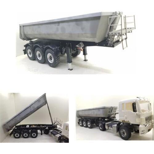 1/14 Rc Truck Metal Three Axis Dump Trailer For Radio Control Toys Tamiya Tractor Scania R620 Benz Actros 3363 MAN TGX VOLVOFH16
