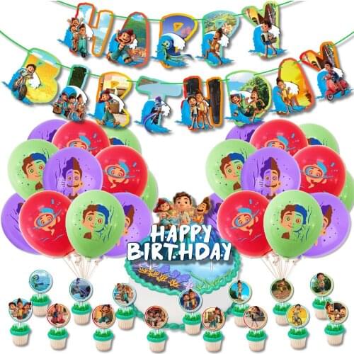 1Set Disney Pixar Luca Movie Luca Alberto Happy Birthday Party Decoration Pull The Flag Latex Balloon Baby Shower Supplies