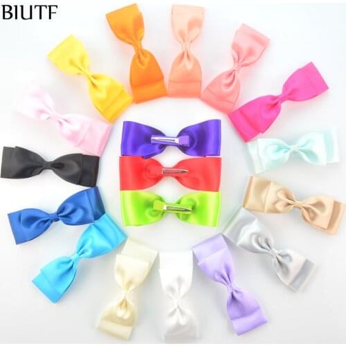 18pcs/lot Fashion Hair Clip with Double Layer Satin Ribbon Bow Girl Bowknot Hairpin Hair Accessories 12*3.8cm H0261