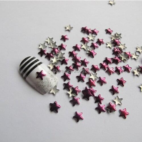 200pcs Cute S-41 5mm Nail Art Purple Star Metal Stud Nail Art Decoration