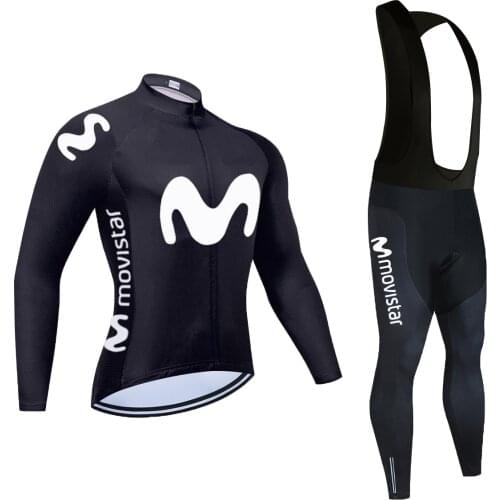 2021 Team MOVISTAR Cycling Jersey Set Long Sleeve Maillot Ropa Ciclismo MTB Bike Wear Bicycle Jersey Set Clothing 20D Autumn
