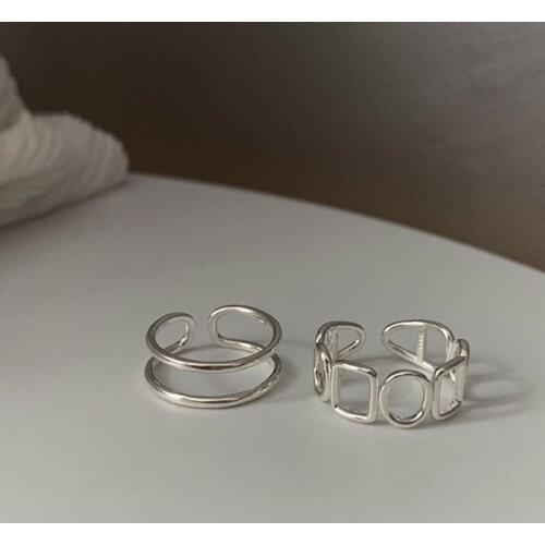 2021 Fashion Simple Design Ring Vintage Silver Color Joint Rings for Women Jewelry Korean Version Joint Rings Punk Style Jewelry