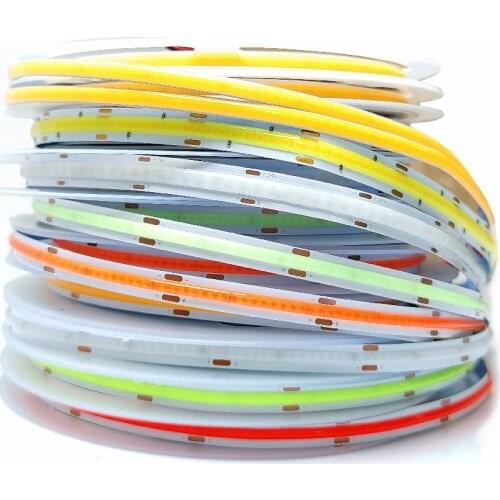 5m/lot Flexible LED COB Strip Light Bar For Decoration Lighting High Brightness White Red Green Blue Pink Gold Soft Tape 12V 24V