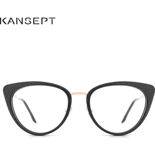 Acetate Women Glasses Frame Retro Ladies Cat Eye Glasses Grey Plaid New Arrival Myopia Eyeglasses Frame #9009