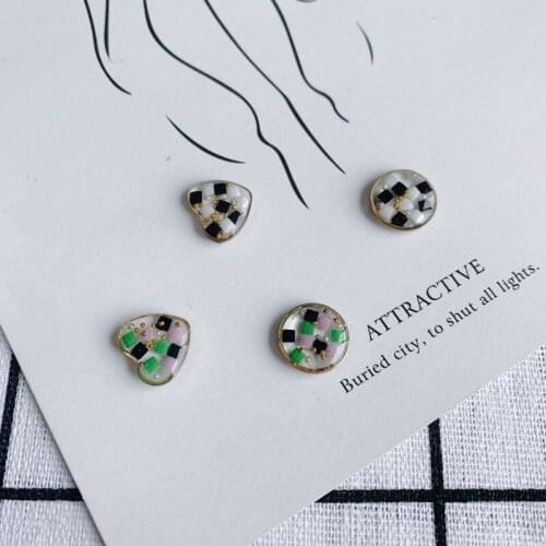 DIY Jewelry Accessories Transparent Plaid Heart Shaped Round Pendant Jewelry Pendant