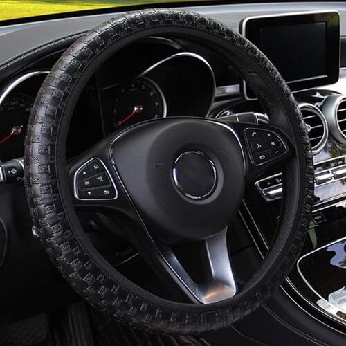Car Steering Covers Artificial Leather Auto Decoration Knit Texture 6 Colors Car-styling Interior Accessories Elastic Universal