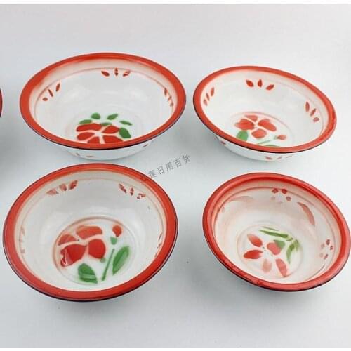 Enamel basin, nostalgic, retro enamel basin, thickened enamel soup basin. The diameter is 30 cm. 2 pieces / 1 bag