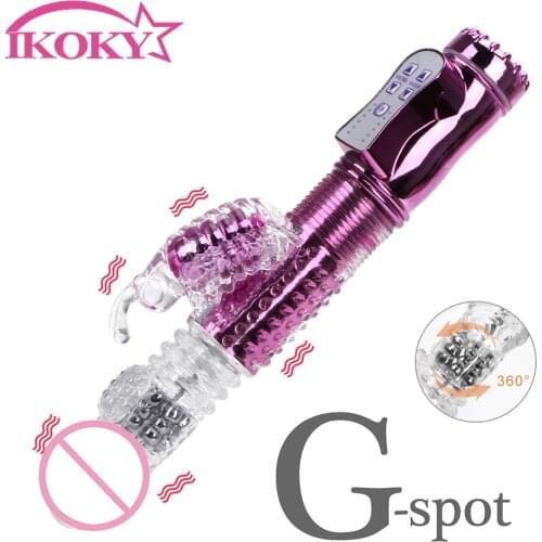 IKOKY Vibrators for Women Sex Toys Dildo USB Rechargeable Butterfly Vibrator Dual Vibration Wand Telescopic Rotating Bead Rods